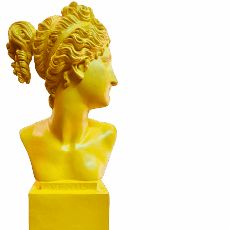 Busto Venus giallo in resina Sartoria luminarie Bologna