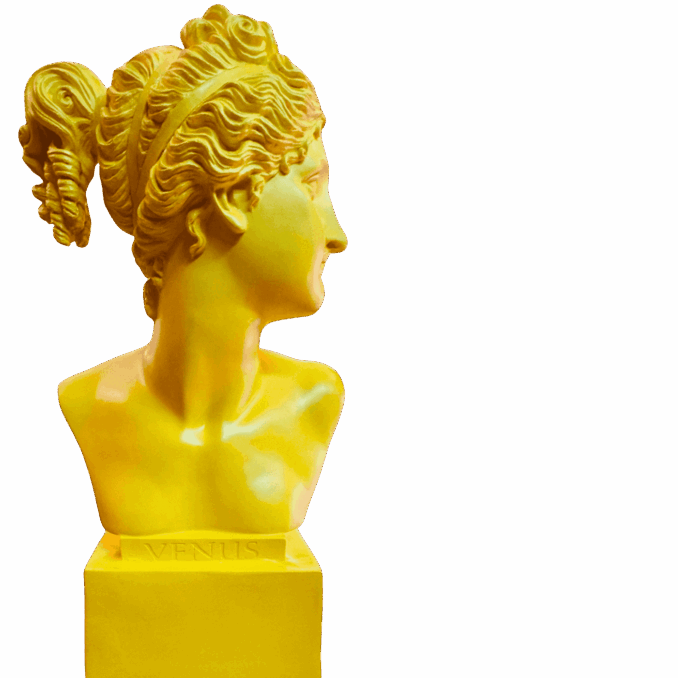 Busto Venus giallo in resina Sartoria luminarie Bologna