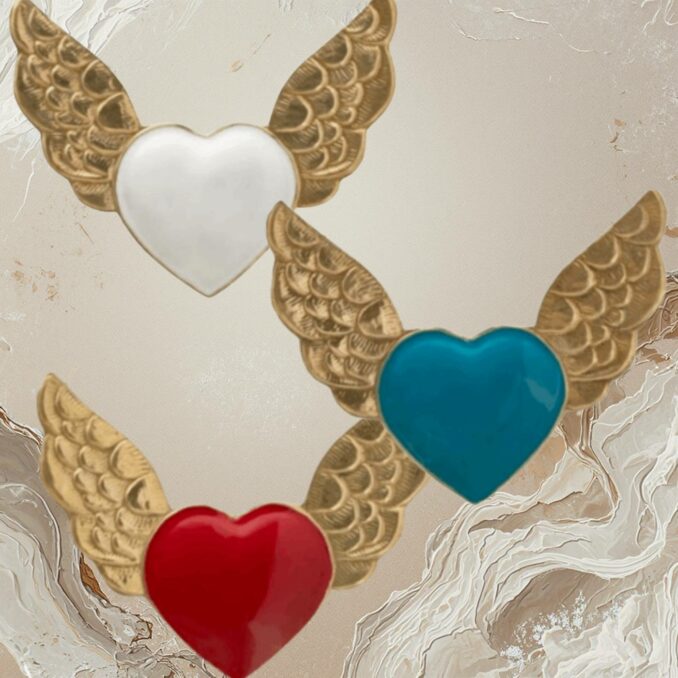 Ex-voto alato oro con smalto turchese Sartoria luminarie Bologna