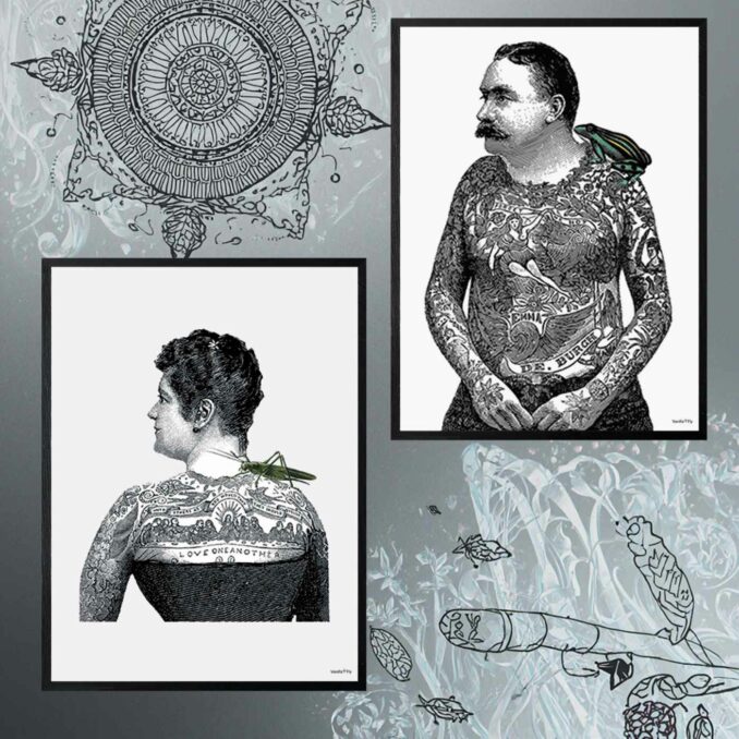 poster con cornice nera tattoo toad sartoria luminarie bologna
