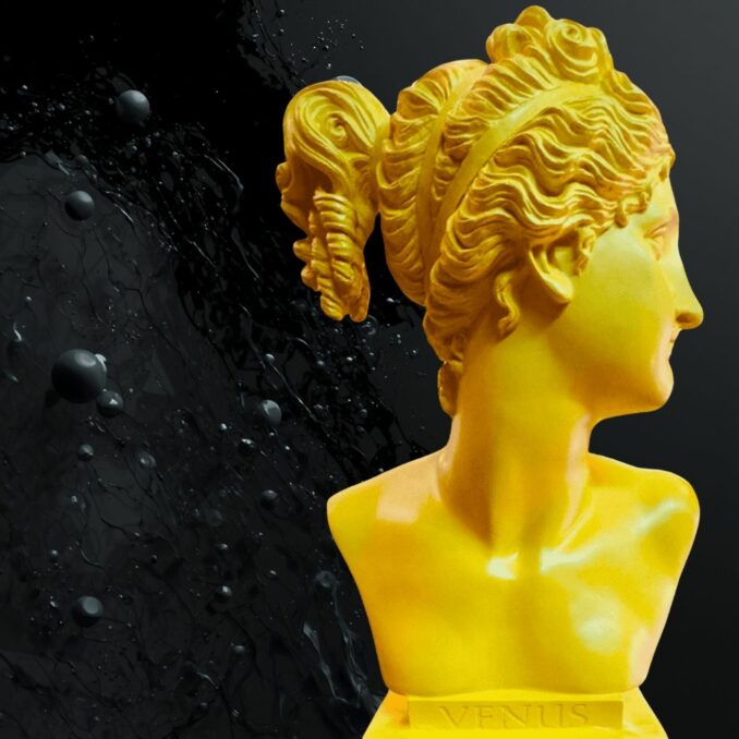 Busto Venus giallo in resina Sartoria luminarie Bologna