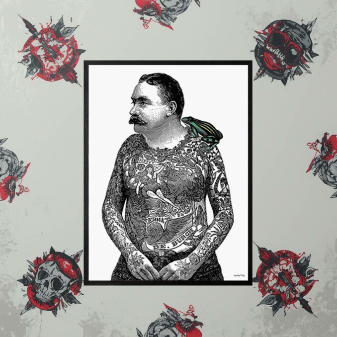 poster con cornice nera tattoo toad sartoria luminarie bologna