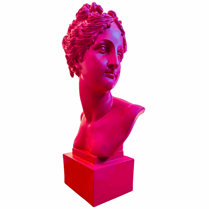 Busto Venere rosso in resina Sartoria luminarie Bologna