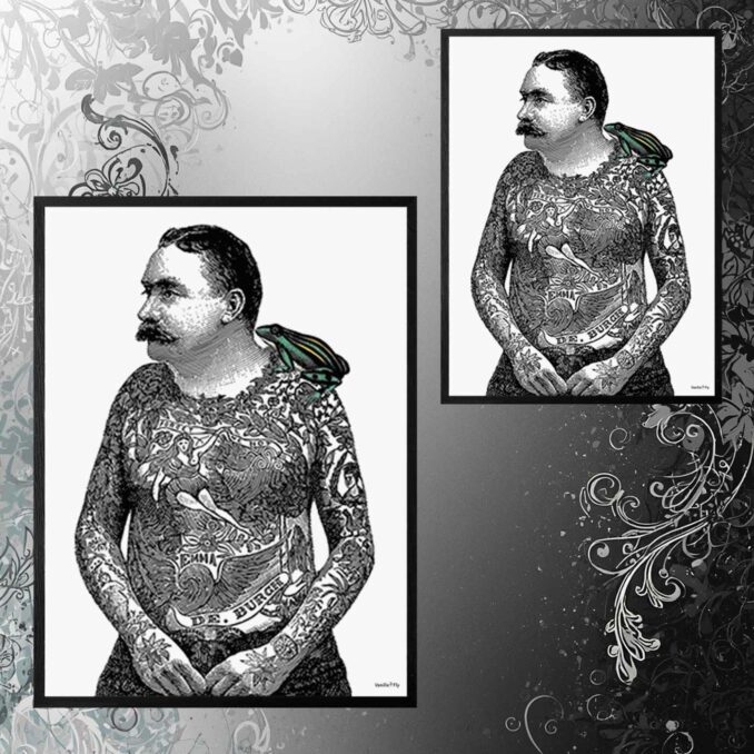 poster con cornice nera tattoo toad sartoria luminarie bologna
