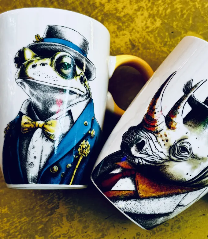 Tazze, tazzine home decor con animali. Categorie tavola e stoviglie di Sartoria Luminarie a Bologna