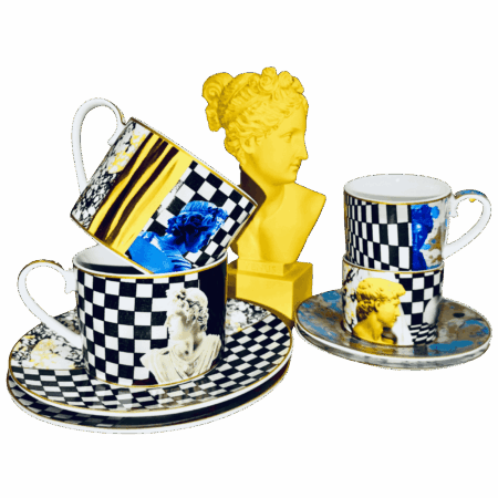 Bellimbusti set 2 tazzine caffè  e tè in porcellana sartoria luminarie bologna