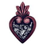 Cuore messicano Tocuaro in legno con milagros Sartoria luminarie Bologna