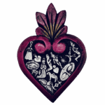 Cuore messicano Tocuaro in legno con milagros Sartoria luminarie Bologna