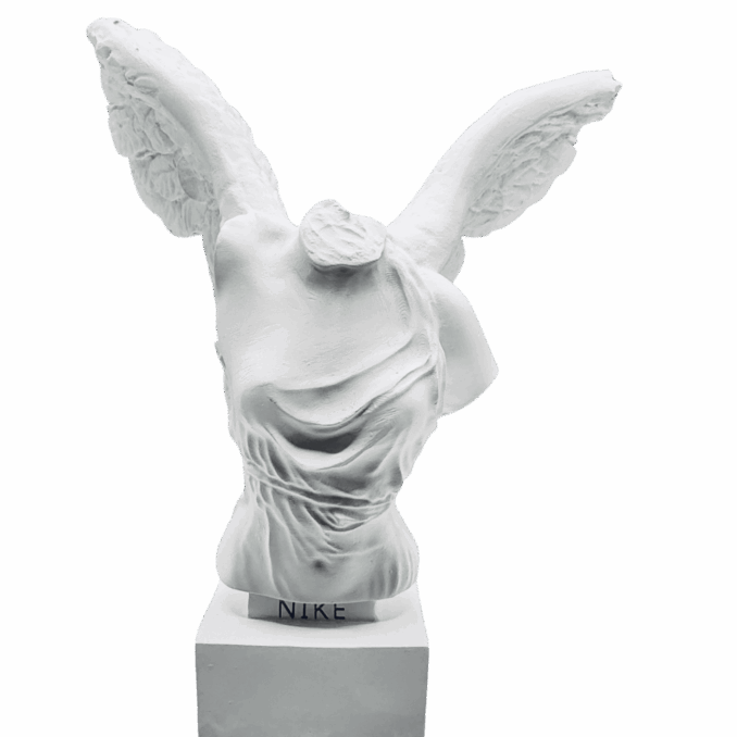 Busto bianco Nike Samotracia in resina Sartoria Luminarie Bologna