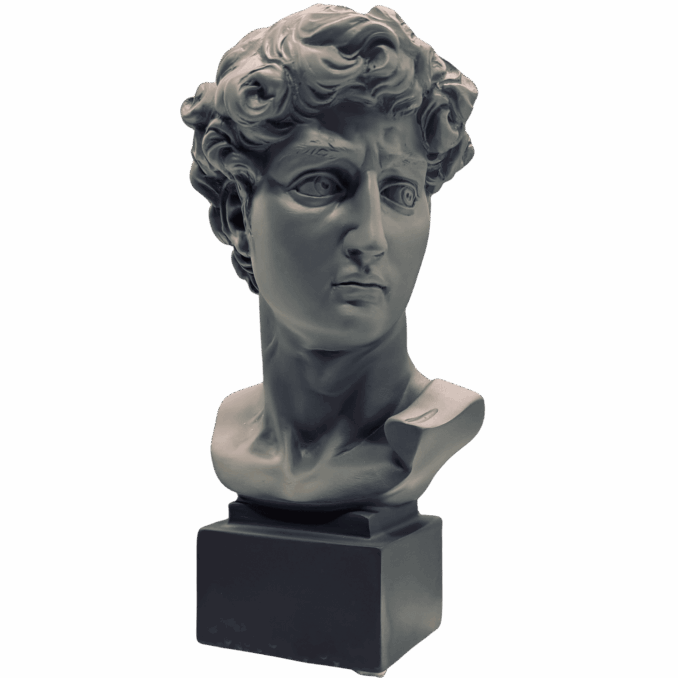 Busto David grigio in resina Sartoria luminarie Bologna