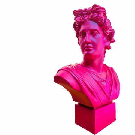 Busto Apollo rosso magenta in resina Sartoria luminarie Bologna