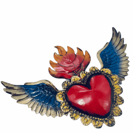 Sacro cuore ex-voto messicano  latta con ali grande sartoria luminarie bologna