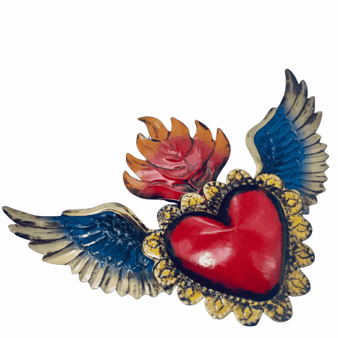 Sacro cuore ex-voto messicano  latta con ali grande sartoria luminarie bologna