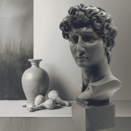 Busto David grigio in resina Sartoria luminarie Bologna