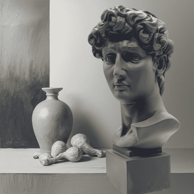 Busto David grigio in resina Sartoria luminarie Bologna