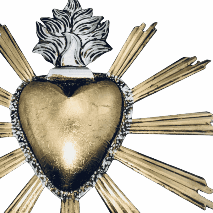 Sacro cuore ex-voto messicano  latta con raggi di luce sartoria luminarie bologna