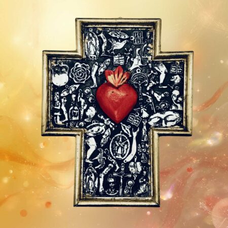 croce messicana dcon sacro cuore e milagros sartoria luminarie bologna