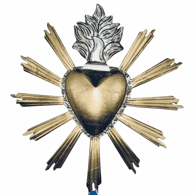 Sacro cuore ex-voto messicano  latta con raggi di luce sartoria luminarie bologna