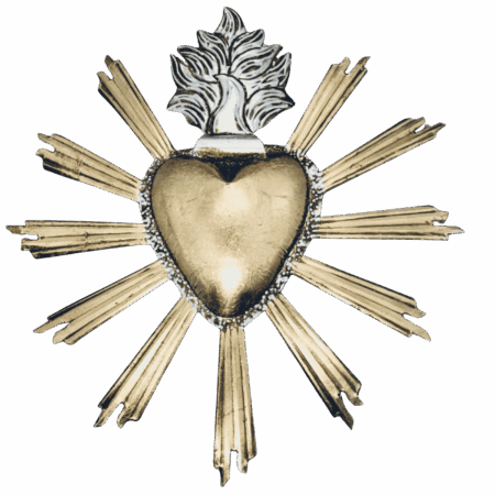 Sacro cuore ex-voto messicano  latta con raggi di luce sartoria luminarie bologna