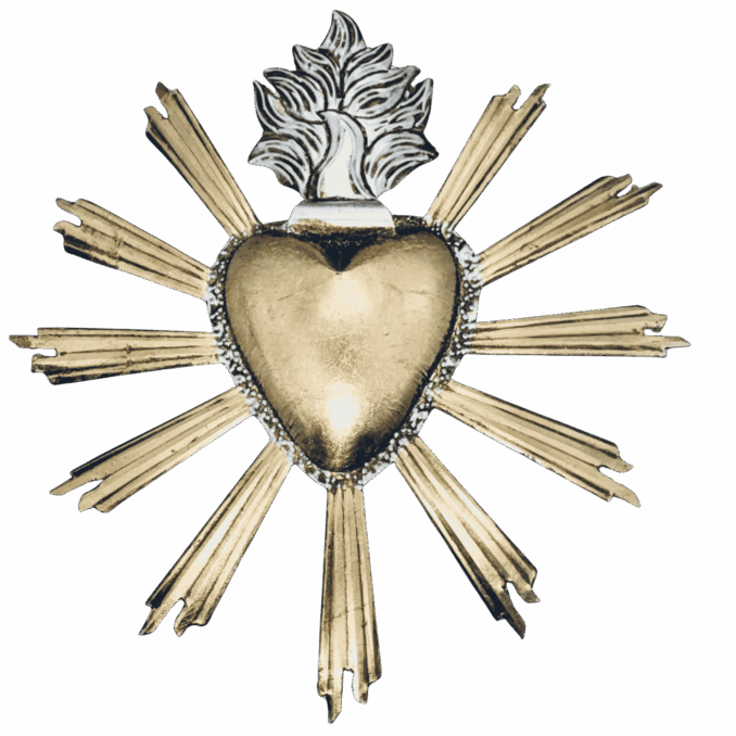 Sacro cuore ex-voto messicano  latta con raggi di luce sartoria luminarie bologna