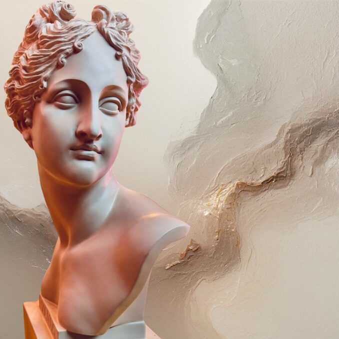Busto taupe Venus in resina Sartoria luminarie Bologna