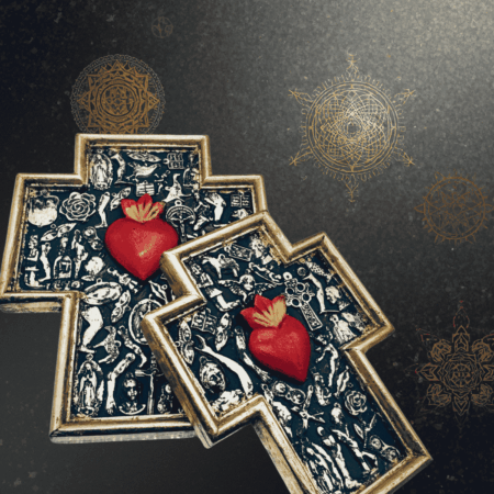 croce messicana dcon sacro cuore e milagros sartoria luminarie bologna