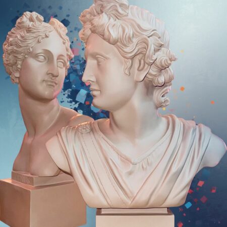 Busto taupe Venus e Apollo in resian Sartoria luminarie Bologna