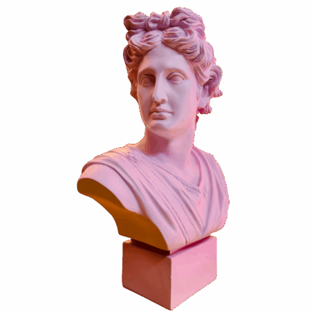 Busto Apollo rosa glicine giallo in resina Sartoria luminarie Bologna