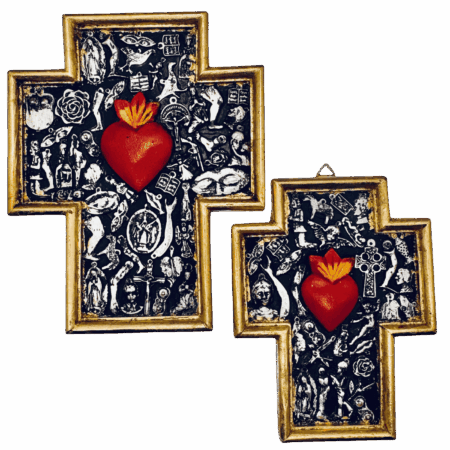 croce messicana dcon sacro cuore e milagros sartoria luminarie bologna