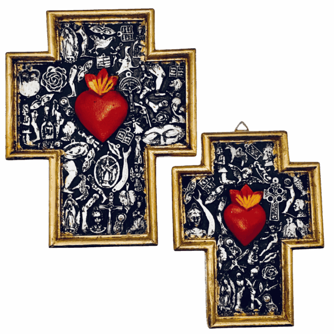 croce messicana dcon sacro cuore e milagros sartoria luminarie bologna