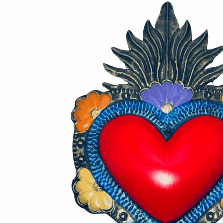 Sacro cuore abanico ex-voto messicano  latta con fiori sartoria luminarie bologna