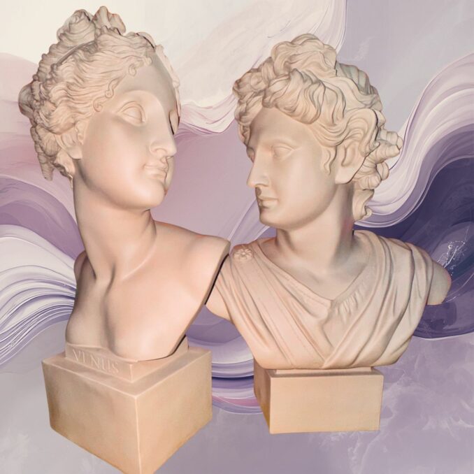 Busto taupe Venus e Apollo in resian Sartoria luminarie Bologna