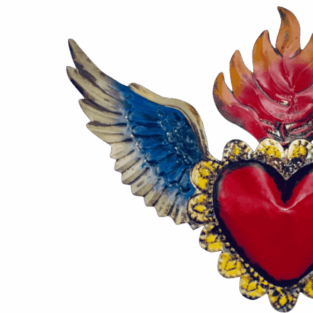 Sacro cuore ex-voto messicano  latta con ali grande sartoria luminarie bologna