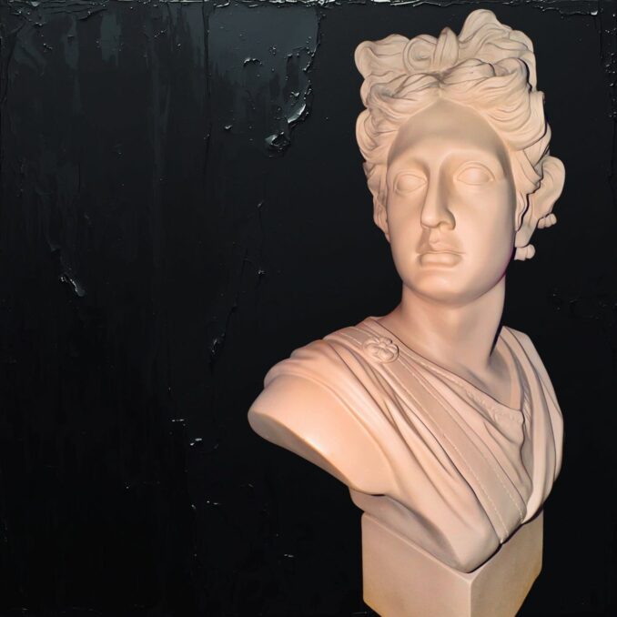 Busto taupe Apollo in resian Sartoria luminarie Bologna
