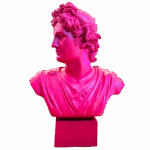 Busto Apollo rosso magenta in resina Sartoria luminarie Bologna