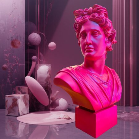 Busto Apollo rosa glicine in resina Sartoria luminarie Bologna