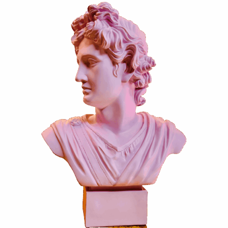 Busto Apollo rosa glicine giallo in resina Sartoria luminarie Bologna