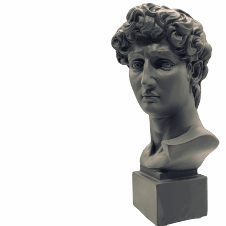 Busto David grigio in resina Sartoria luminarie Bologna