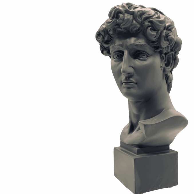Busto David grigio in resina Sartoria luminarie Bologna