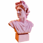Busto Apollo rosa glicine giallo in resina Sartoria luminarie Bologna