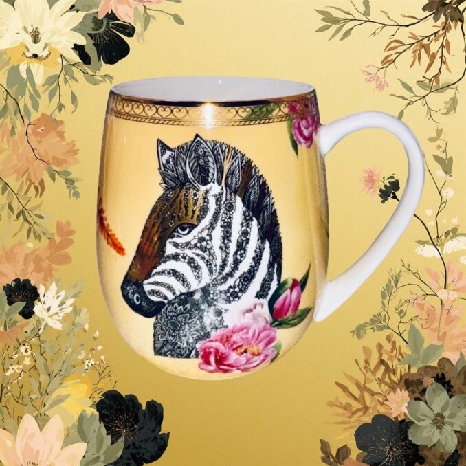 Tazza mug animali zebra in porcellana Sartoria luminarie Bologna