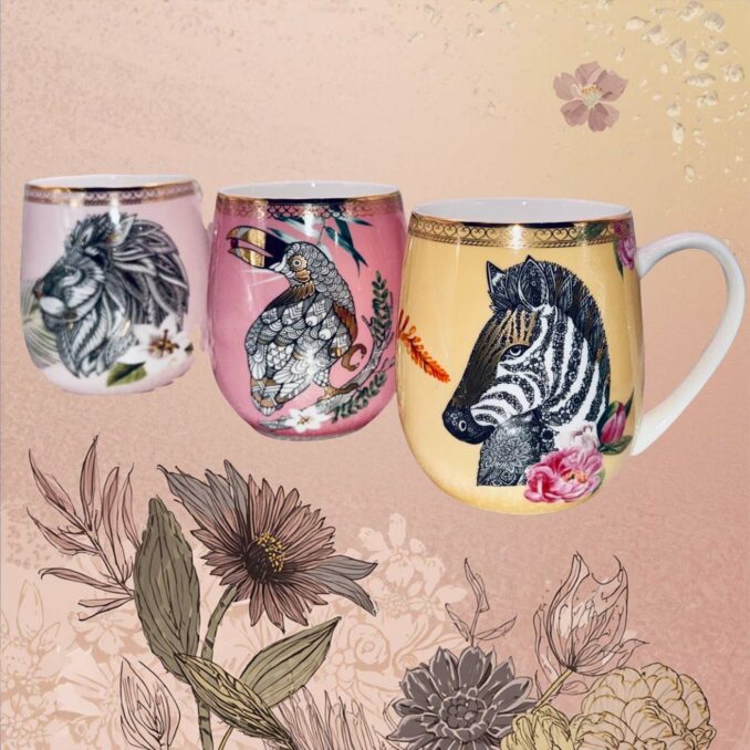 Tazza mug animali zebra in porcellana Sartoria luminarie Bologna