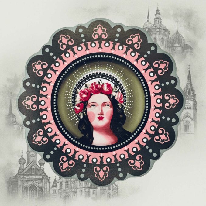 Miniatura Santa Rosalia in mdf Sartoria luminarie Bologna