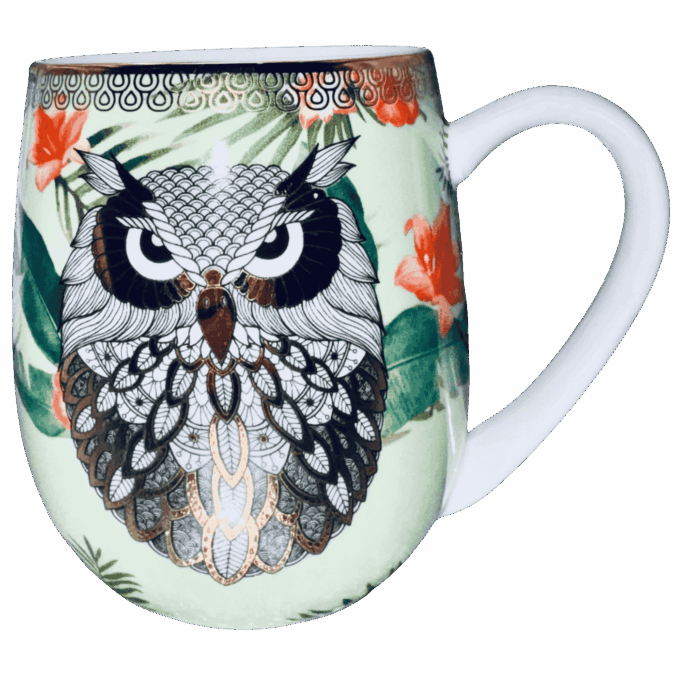 Tazza mug animali gufetto in porcellana Sartoria luminarie Bologna