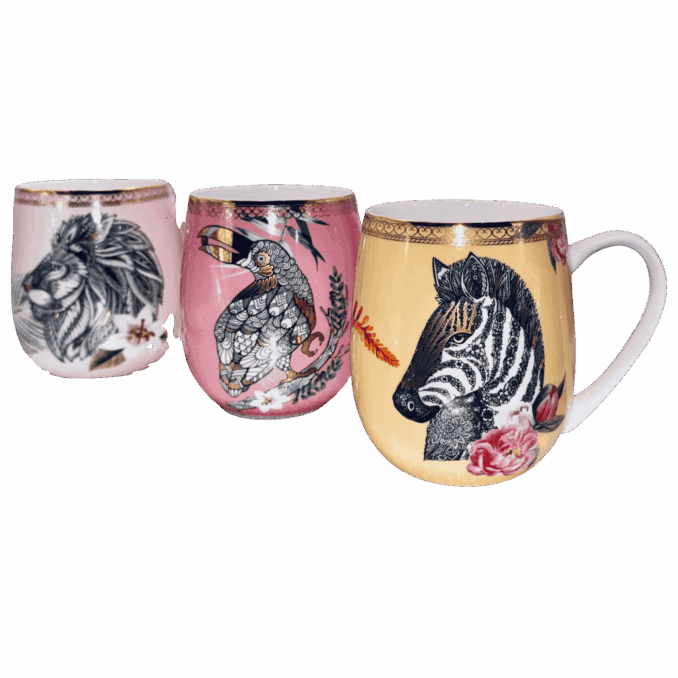 Tazza mug animali zebra in porcellana Sartoria luminarie Bologna