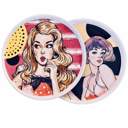 Piatto pizza in ceramaca volti pin-up girls Sartoria Luminarie Bologna