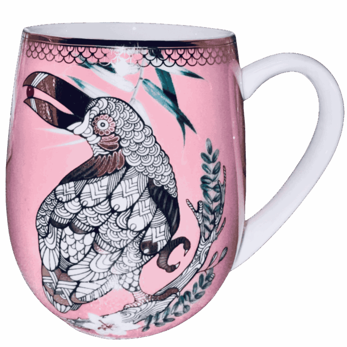 Tazza mug animali tucano in porcellana Sartoria luminarie Bologna