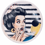 Piatto pizza in ceramaca volti pin-up girls Sartoria Luminarie Bologna