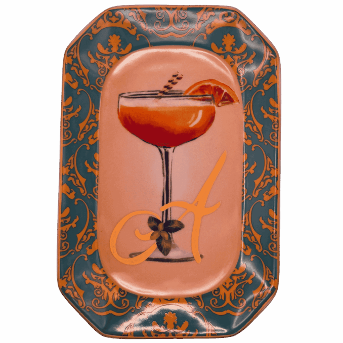 Vassoietto HAPPY HOUR LETTERA A IN PORCELLANA Sartoria Luminarie Bologna