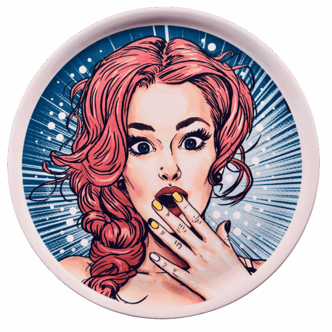 Piatto pizza in ceramaca volti pin-up girls Sartoria Luminarie Bologna
